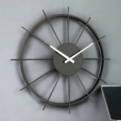 Modern Design with Bold, Edgy Style Black Spikes Metal Wall Clock