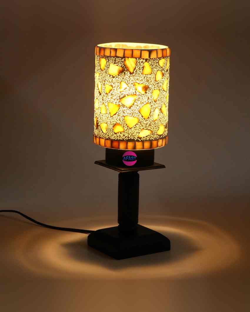 Rose Decorative Wooden Table Lamp with Glass Shade | 5 x 10 inches