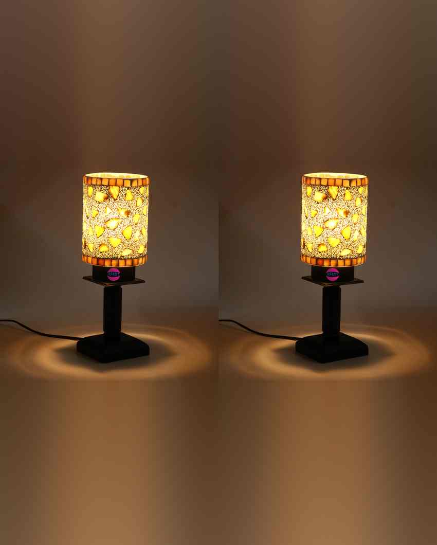 Rose Decorative Wooden Table Lamp with Glass Shade | 5 x 10 inches