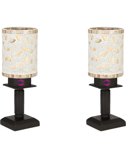 Rose Decorative Wooden Table Lamp with Glass Shade | 5 x 10 inches