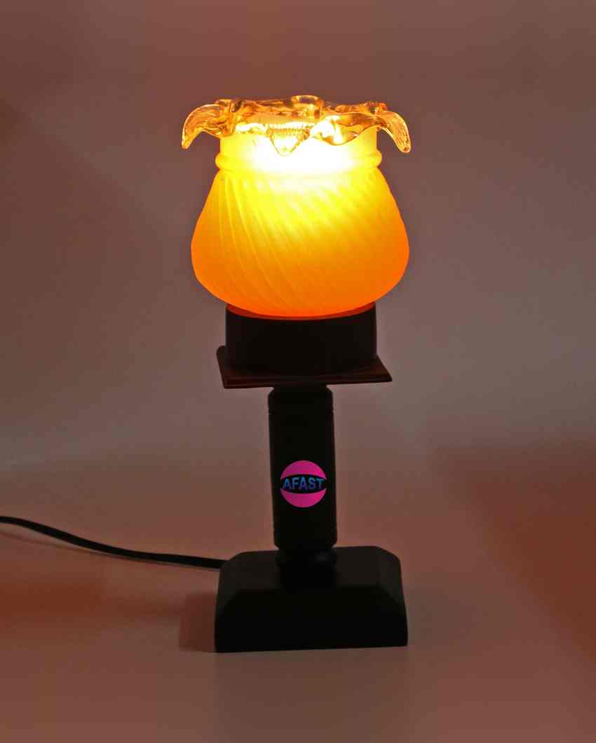 Tulip Decorative Wooden Table Lamp with Glass Shade | 5 x 10 inches