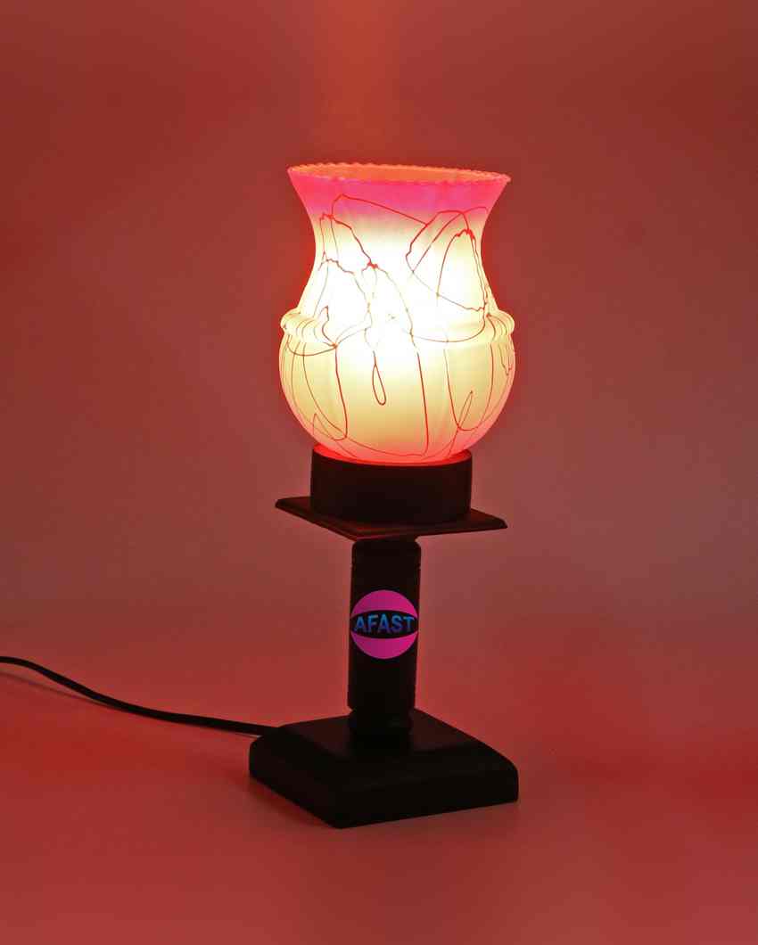 Carnation Decorative Wooden Table Lamp with Glass Shade | 5 x 10 inches