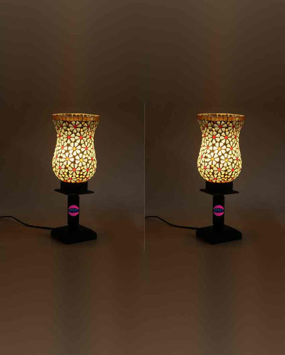 Tulipán Decorative Wooden Table Lamp with Glass Shade | 5 x 10 inches