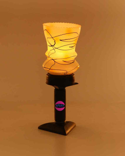 Jazmín Decorative Wooden Table Lamp with Glass Shade | 5 x 10 inches