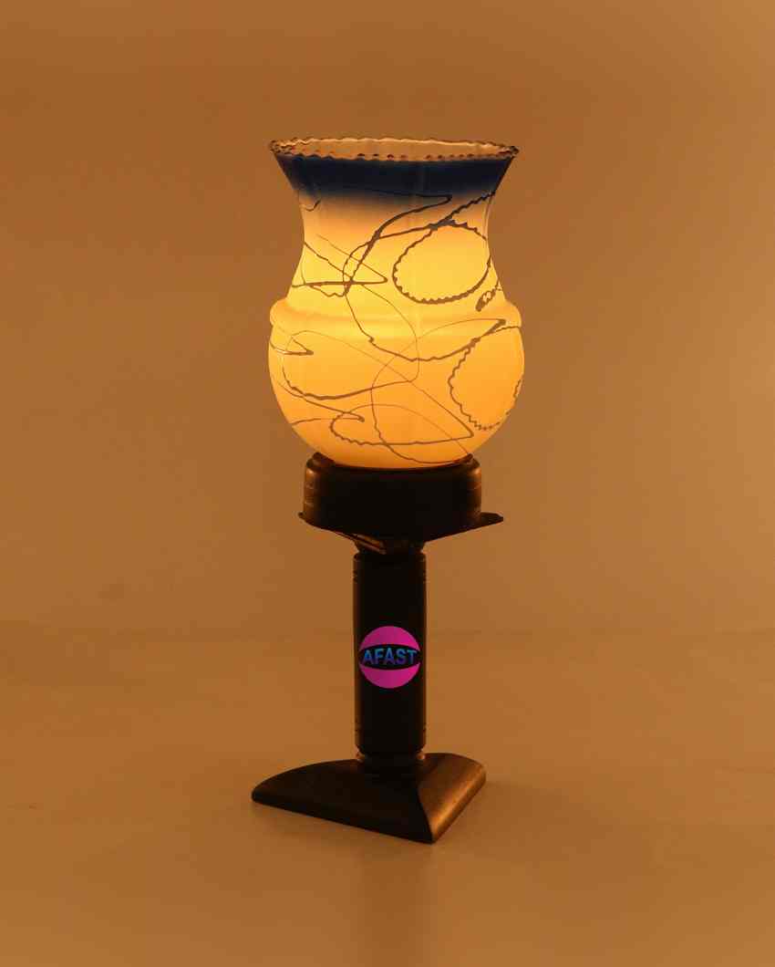 Clavel Decorative Wooden Table Lamp with Glass Shade | 5 x 10 inches