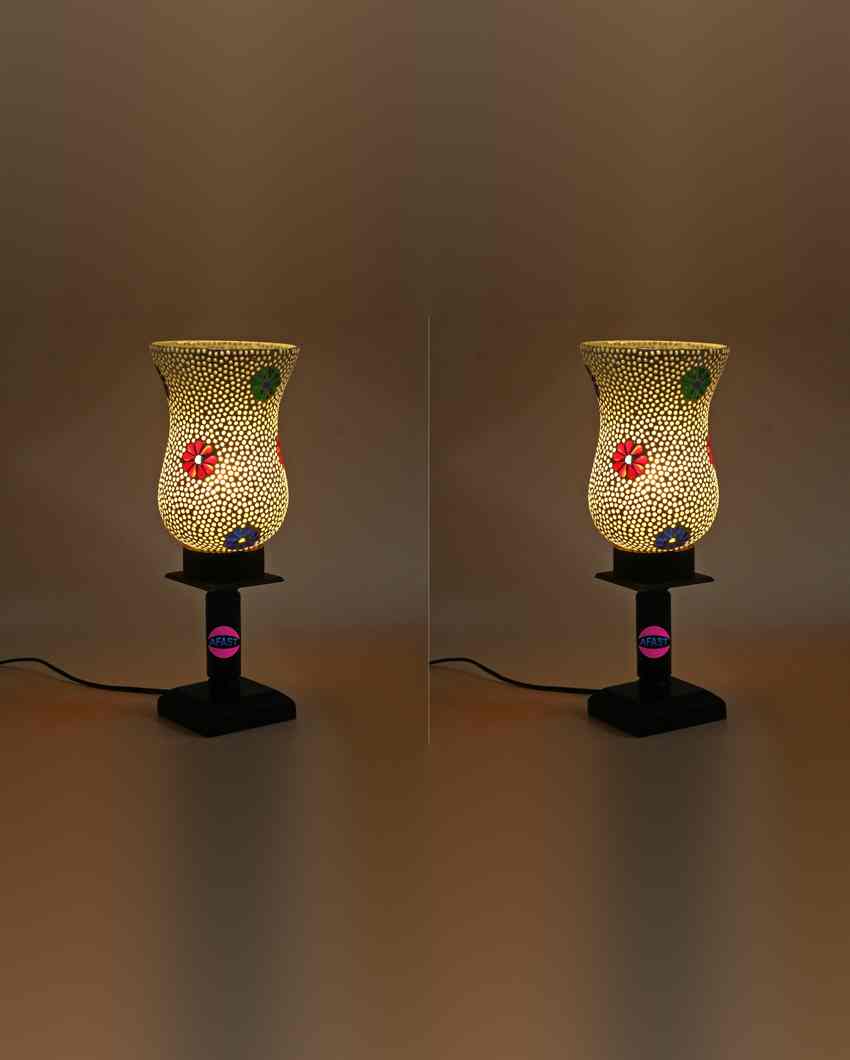 Orchidea Decorative Wooden Table Lamp with Glass Shade | 5 x 10 inches