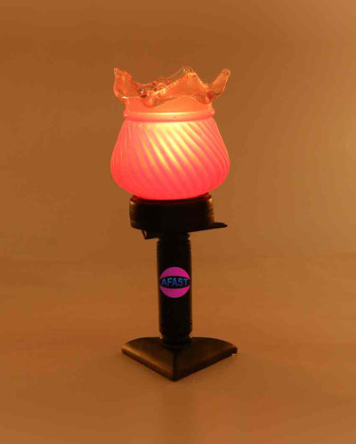 Peonia Decorative Wooden Table Lamp with Glass Shade | 5 x 10 inches