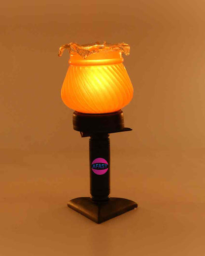 Iris Decorative Wooden Table Lamp with Glass Shade | 5 x 10 inches