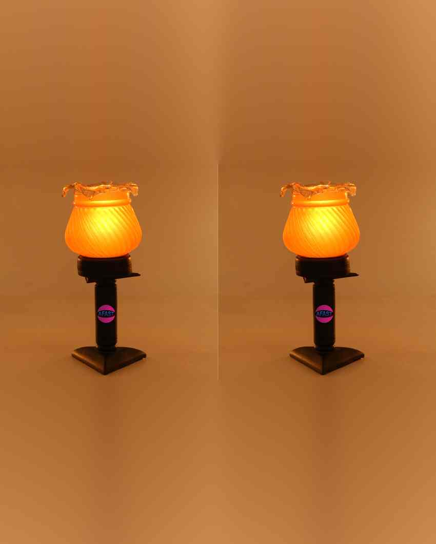 Iris Decorative Wooden Table Lamp with Glass Shade | 5 x 10 inches