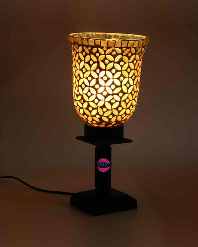 Bocca di drago Decorative Wooden Table Lamp with Glass Shade | 5 x 10 inches