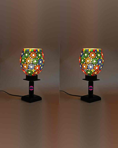 Zinnia Decorative Wooden Table Lamp with Glass Shade | 5 x 10 inches