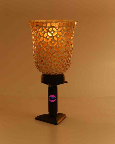 Hibisco Decorative Wooden Table Lamp with Glass Shade | 5 x 10 inches