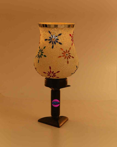 Camomila Decorative Wooden Table Lamp with Glass Shade | 5 x 10 inches