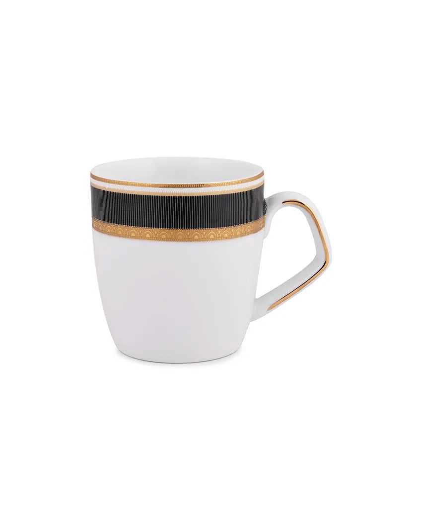 Dark Velvet Border Small Porcelain Coffee Mugs | Set Of 6 Pc