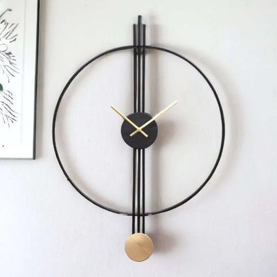 Black Designer Stripes Metal Wall Clock