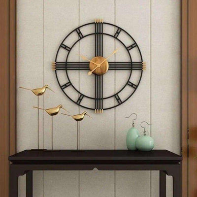 Black & Gold Piped Metal Wall Clock