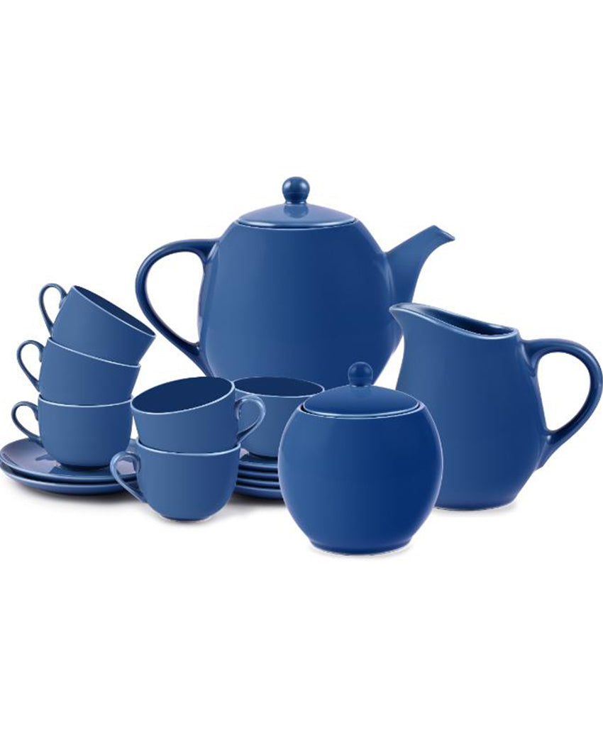 Matt Navy Porcelain Tea Set | Pack of 17