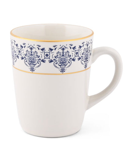 Classic Blue Tapestry Porcelain Coffee Mugs | Set Of 6