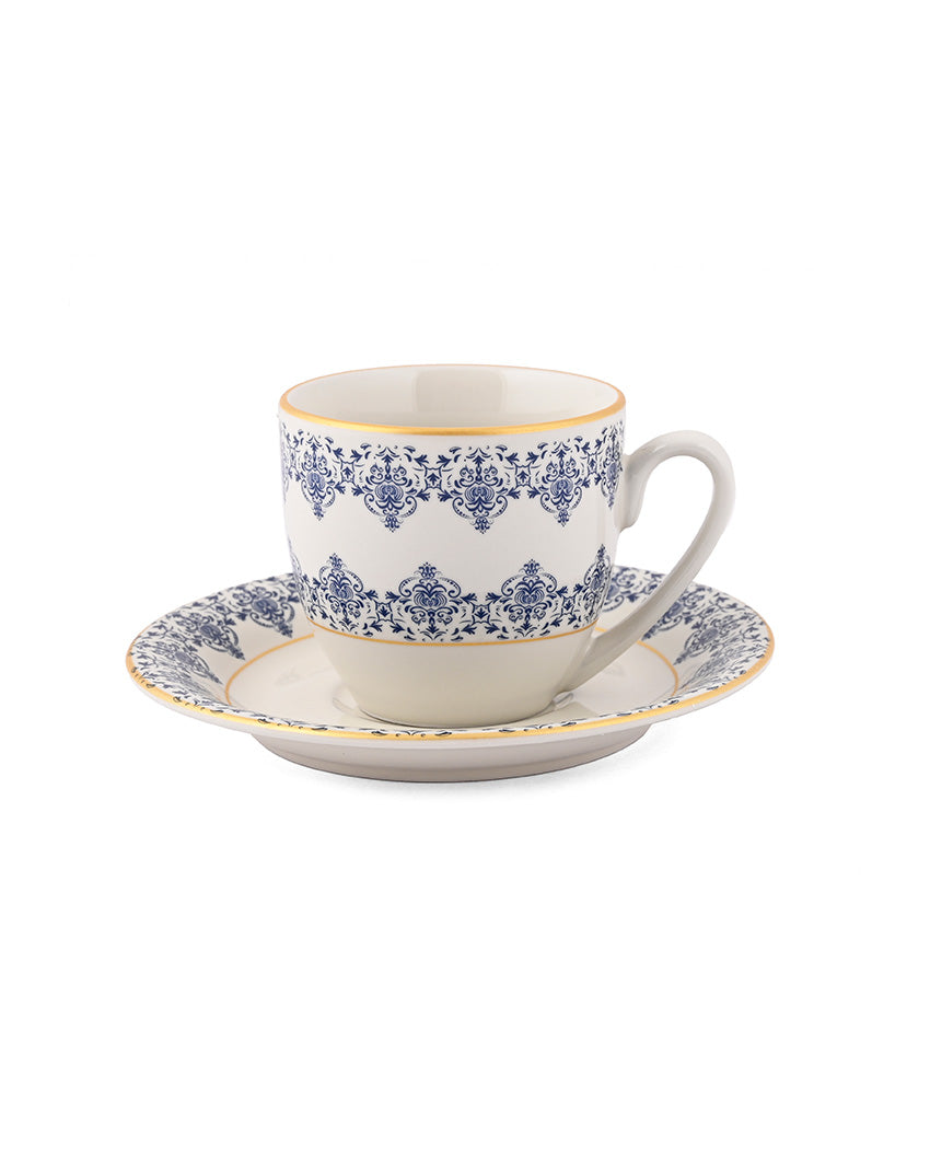 Traditional Art Tapestry Porcelain Cups & Saucers | Set of 12