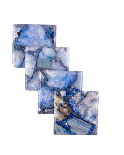 Blue Agate Square Stone Coaster | Set of 4