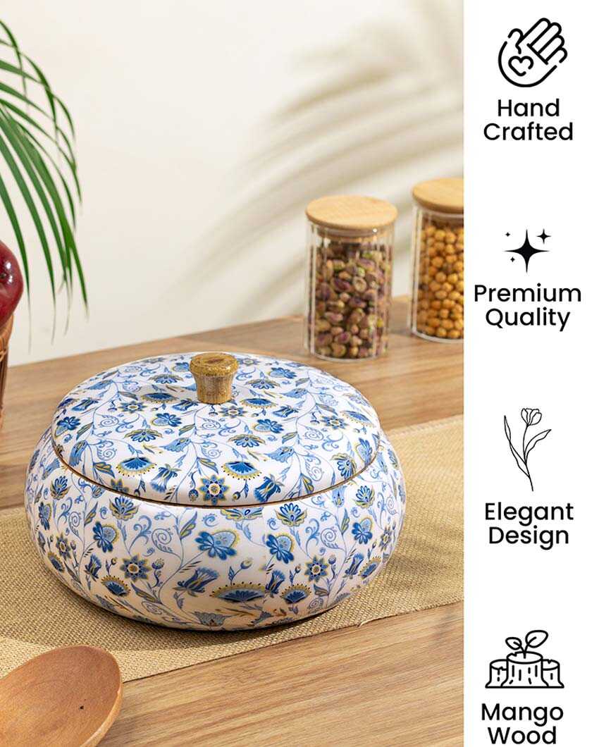 Blue Chintz Mango Wood Casserole | 9 x 5 inches