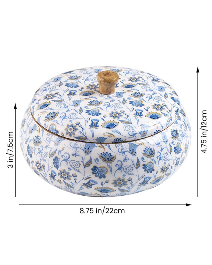 Blue Chintz Mango Wood Casserole | 9 x 5 inches