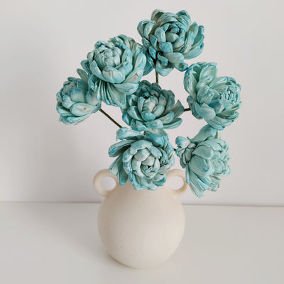 Blue Sholapith DIY Flower Blossom | 9 x 6 inches| Vase Not Included | 8 Flower Heads