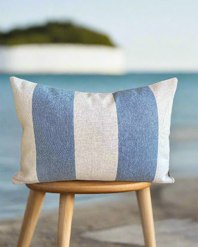 Blue Striped Cotton Cushion Covers | Blue| Set of 2 | 12x18 inches