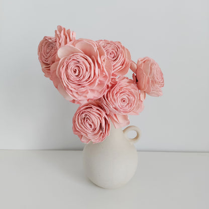 Blush Rose Sholapith DIY Flower Bunch | Vase Not Included | 8 Flower Heads