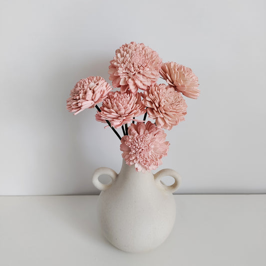 Blush Zinnia Sholapith DIY Flower Bunch | Vase Not Included | 8 Flower Heads