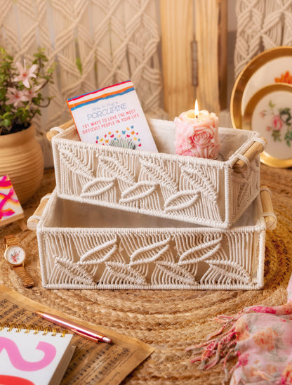 Boho Organizer Shelf Baskets | Pack of 2