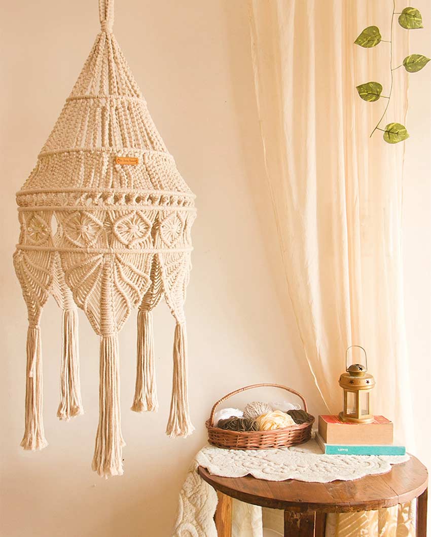 Boho Cotton Hanging Chandelier Lamp - Dusaan