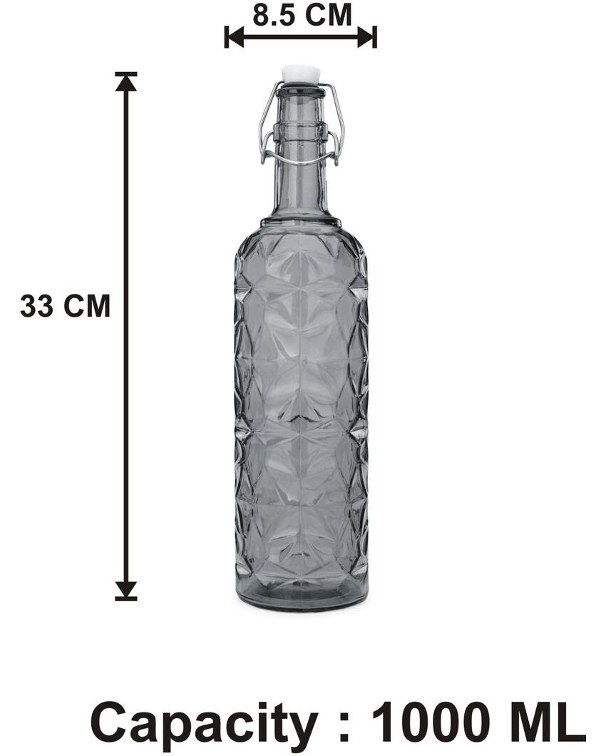 Red Transparent Glass Bottle for Storing Water or Juice Stylish and Functional | 1000 ML | 3 x 13 inches