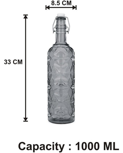 Transparent Glass Water Bottle for Refreshing Drinks Perfect for Daily Hydration | Set of 6 | 1000 ML | 3 x 13 inches