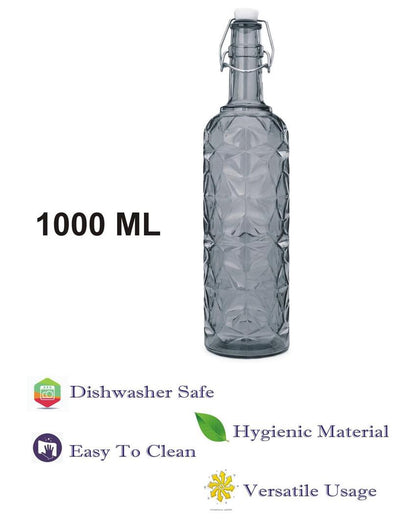 Transparent Glass Water Bottle for Refreshing Drinks Perfect for Daily Hydration | Set of 6 | 1000 ML | 3 x 13 inches