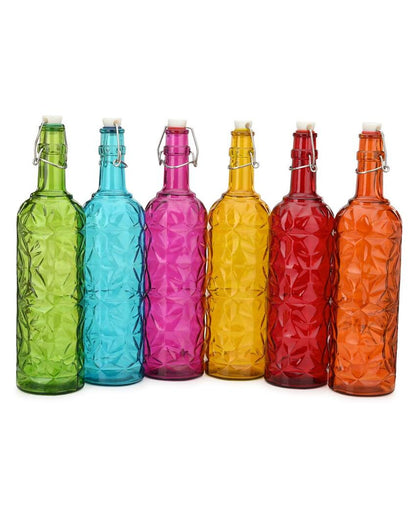 Transparent Glass Water Bottle for Refreshing Drinks Perfect for Daily Hydration | Set of 6 | 1000 ML | 3 x 13 inches