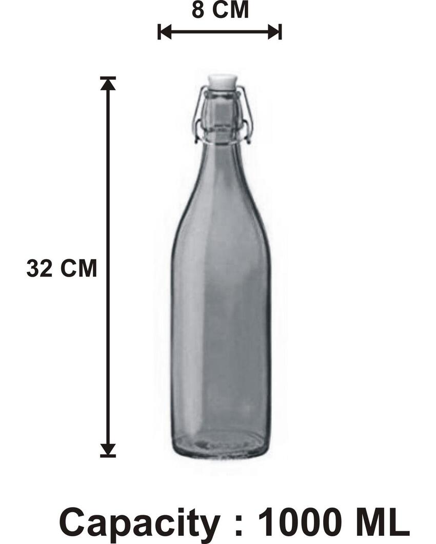 Elegant Transparent Glass Water Bottle for Everyday Hydration Large Capacity | 1000 ML | 3 x 13 inches