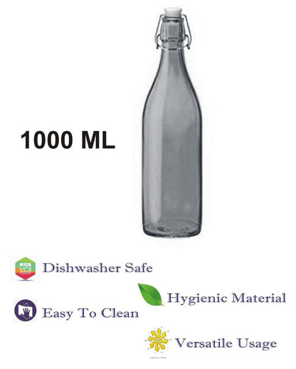 Elegant Transparent Glass Water Bottle for Everyday Hydration Large Capacity | 1000 ML | 3 x 13 inches