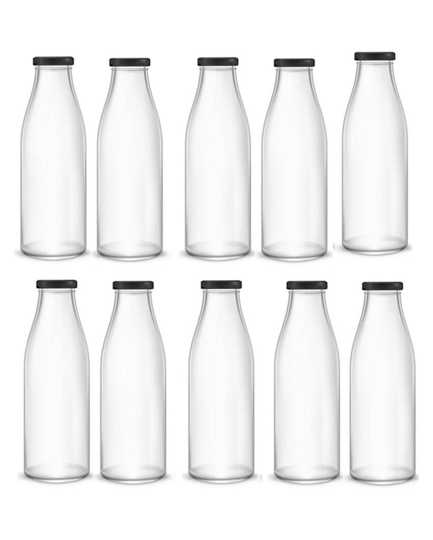 Clear Glass Bottle for Water Milk and Juice Serving and Storing with Ease | 1000 ML | 3 x 10 inches