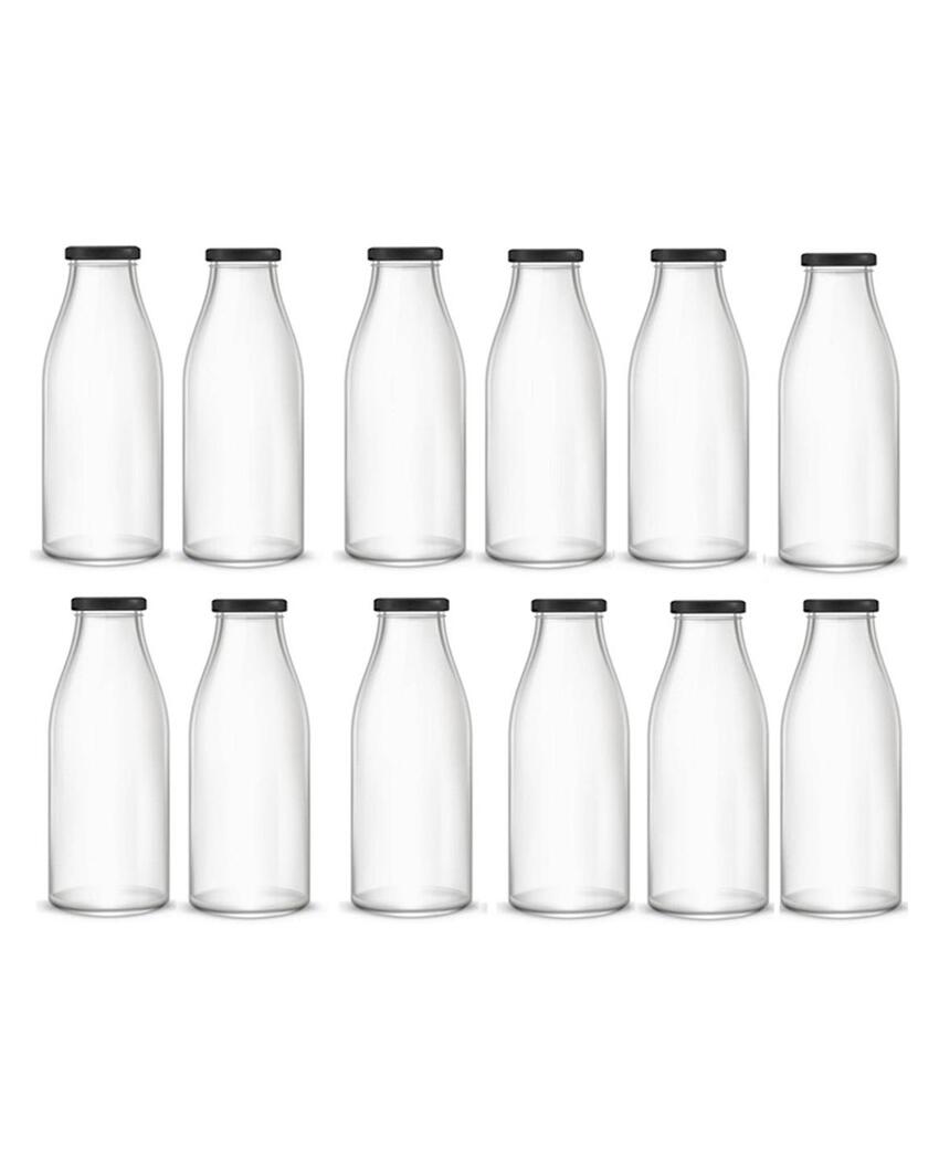 Clear Glass Bottle for Water Milk and Juice Serving and Storing with Ease | 1000 ML | 3 x 10 inches