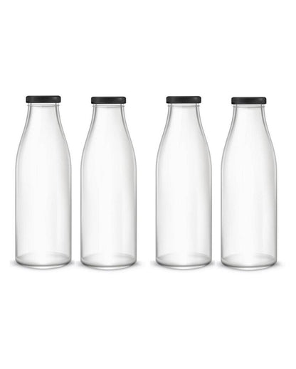 Clear Glass Bottle for Water Milk and Juice Serving and Storing with Ease | 1000 ML | 3 x 10 inches