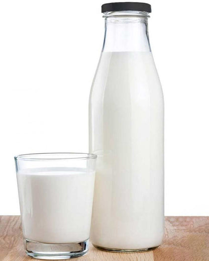 Clear Glass Bottle for Water Milk and Juice Serving and Storing with Ease | 1000 ML | 3 x 10 inches