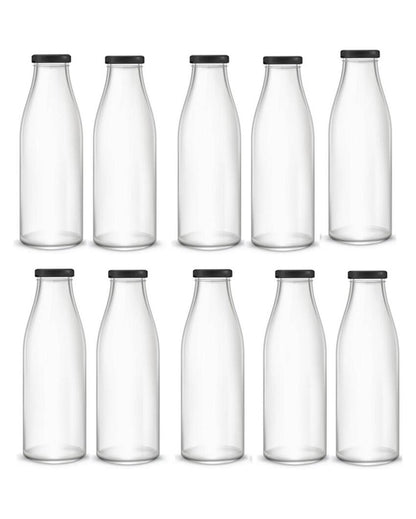 Medium Clear Glass Water and Milk Bottle for Serving Perfect for Kitchen or Office | 500 ML | 3 x 8 inches