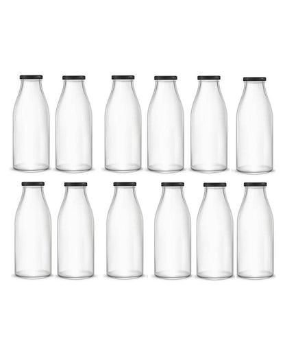 Medium Clear Glass Water and Milk Bottle for Serving Perfect for Kitchen or Office | 500 ML | 3 x 8 inches