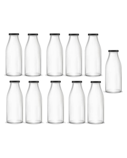 Medium Clear Glass Water and Milk Bottle for Serving Perfect for Kitchen or Office | 500 ML | 3 x 8 inches