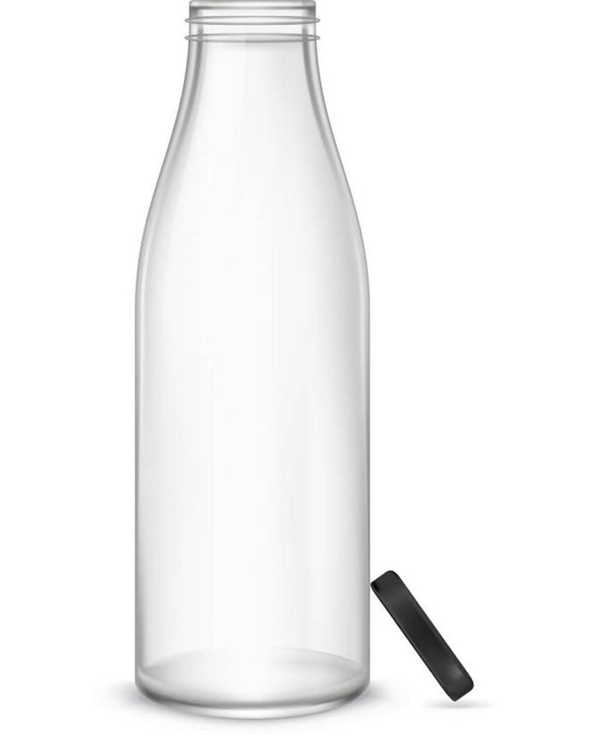 Medium Clear Glass Water and Milk Bottle for Serving Perfect for Kitchen or Office | 500 ML | 3 x 8 inches