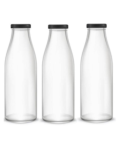 Medium Clear Glass Water and Milk Bottle for Serving Perfect for Kitchen or Office | 500 ML | 3 x 8 inches