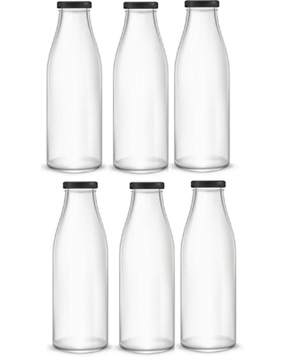 Medium Clear Glass Water and Milk Bottle for Serving Perfect for Kitchen or Office | 500 ML | 3 x 8 inches