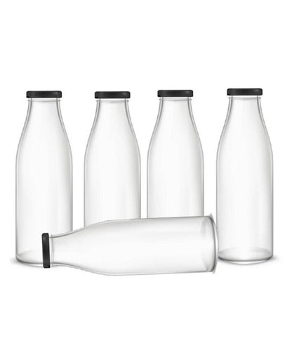 Medium Clear Glass Water and Milk Bottle for Serving Perfect for Kitchen or Office | 500 ML | 3 x 8 inches