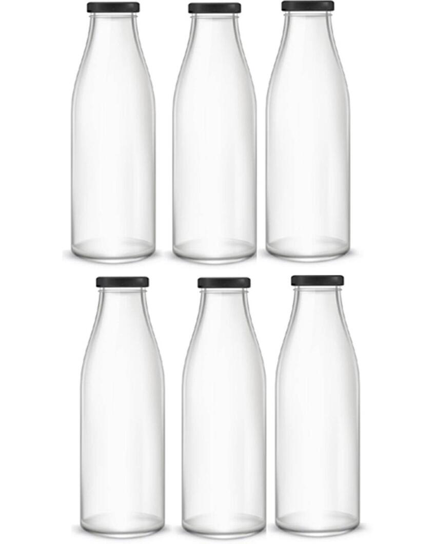 Medium Clear Glass Water and Milk Bottle for Serving Perfect for Kitchen or Office | 500 ML | 3 x 8 inches